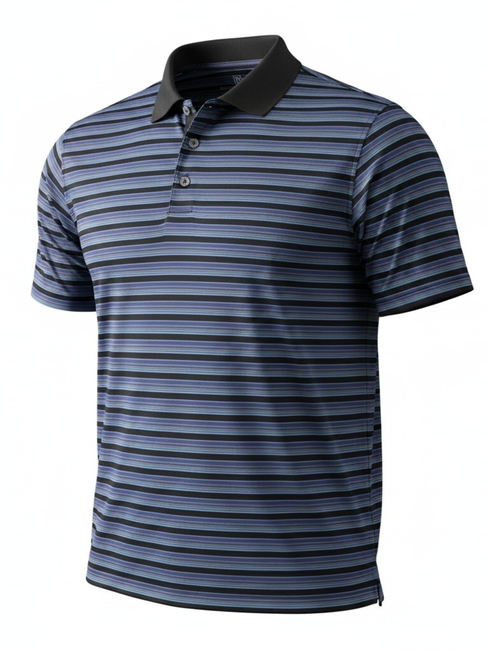 PGA Tour Polo Shirt Mens XXL Blue Black Striped Performance Golf Short Sleeve